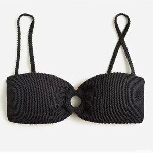 NWT J. Crew Heritage Textured O-ring Bandeau Bikini Top Black 3X